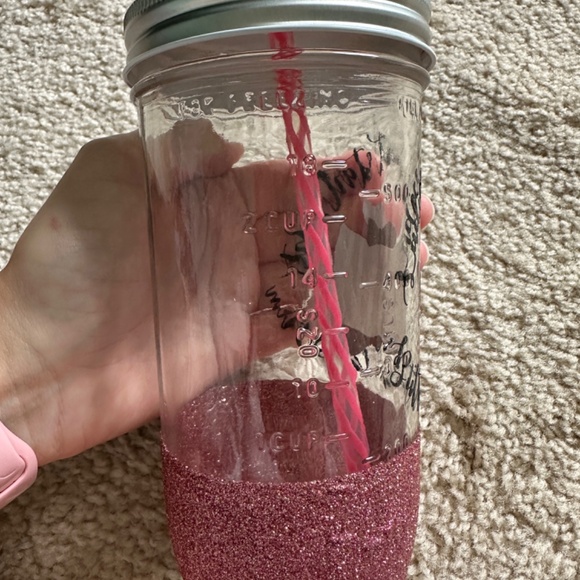 Disney Marie Aristocats Glitter Mason Jar Tumbler UNIQUE One of a Kind! - Picture 6 of 6